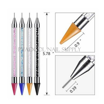 Акрилна писалка за нанасяне на нокти Crystal Gem Rhinestone Studs Picker Wax Pencil Dual-ended Manicure Nail Art Tool