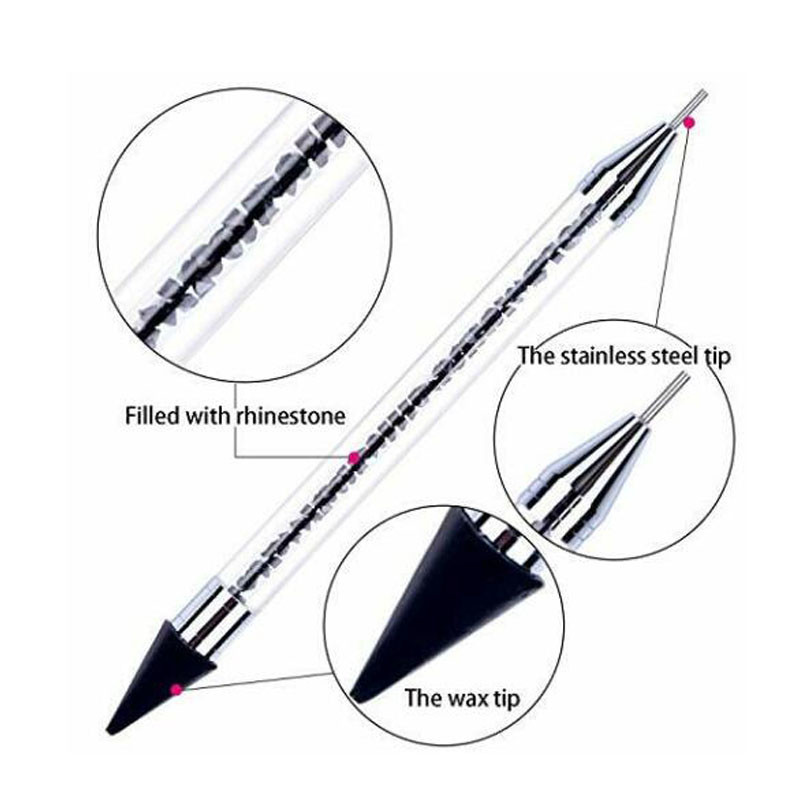 Akrilna olovka za šaranje noktiju Crystal Gem Rhinestone Studs Picker Voštana olovka Dual-ended Alat za manikuru Nail Art