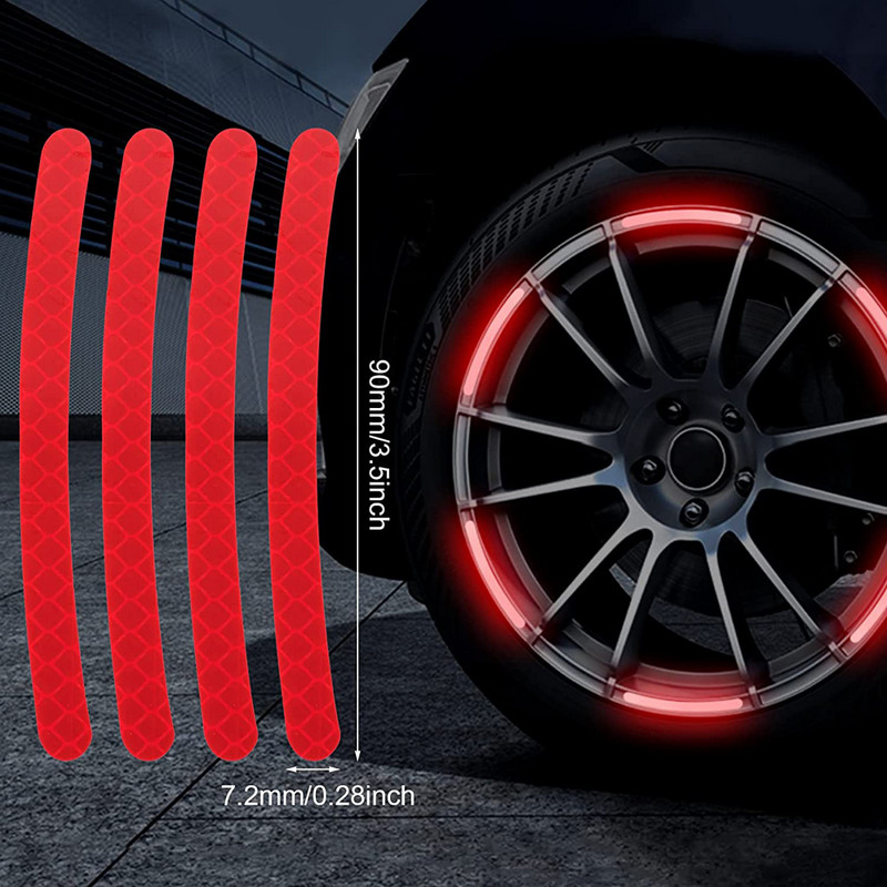 5/10/20/40 бр. Стикер на главината на колелото на автомобила Светлоотразителна лента за мотоциклети Автомобил Нощно шофиране Безопасност Светещ универсален стикер