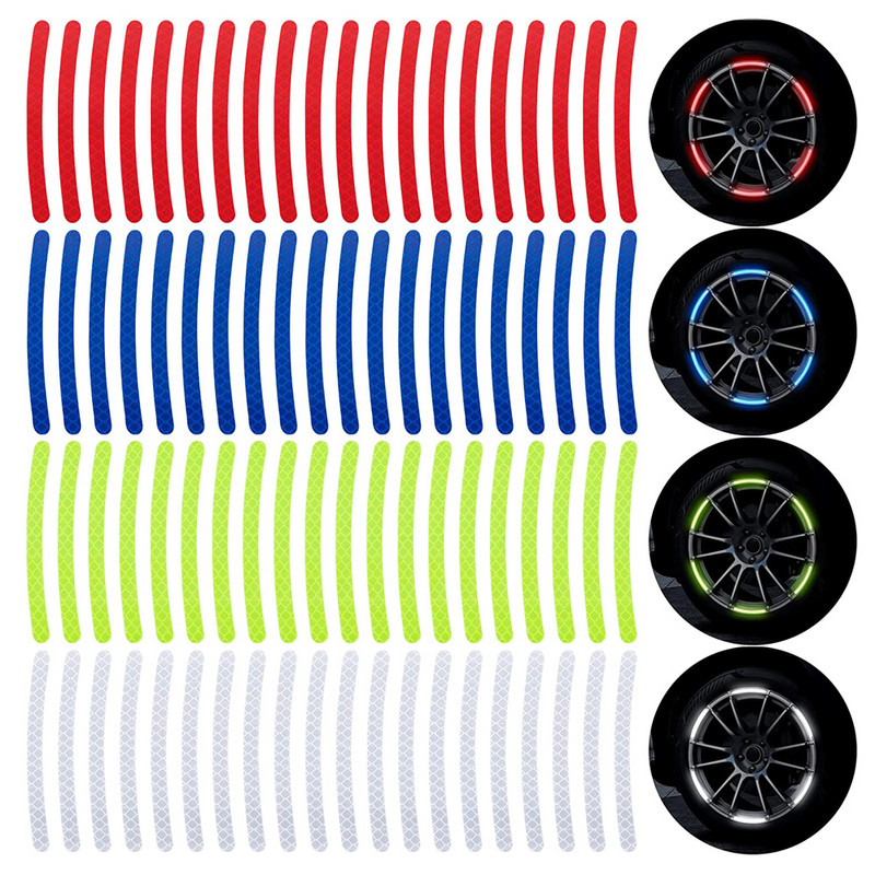 5/10/20/40 бр. Стикер на главината на колелото на автомобила Светлоотразителна лента за мотоциклети Автомобил Нощно шофиране Безопасност Светещ универсален стикер
