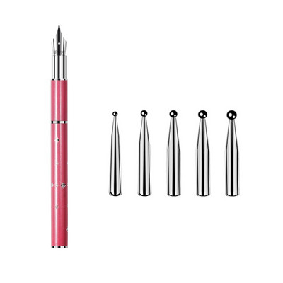 Σιντριβάνι σχεδίασης νυχιών με μεταλλικό στυλό 5 ανταλλακτικές συμβουλές από ανοξείδωτο ατσάλι για μανικιούρ κομμωτηρίου DIY Εργαλεία τέχνης νυχιών