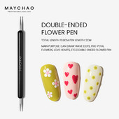 MAYCHAO 1 ΤΕΜ Nail Art Dotting Στυλό με διπλό άκρο Σχέδιο Ζωγραφική Στρας DIY Design Nail Art Dotting Tools Αξεσουάρ μανικιούρ