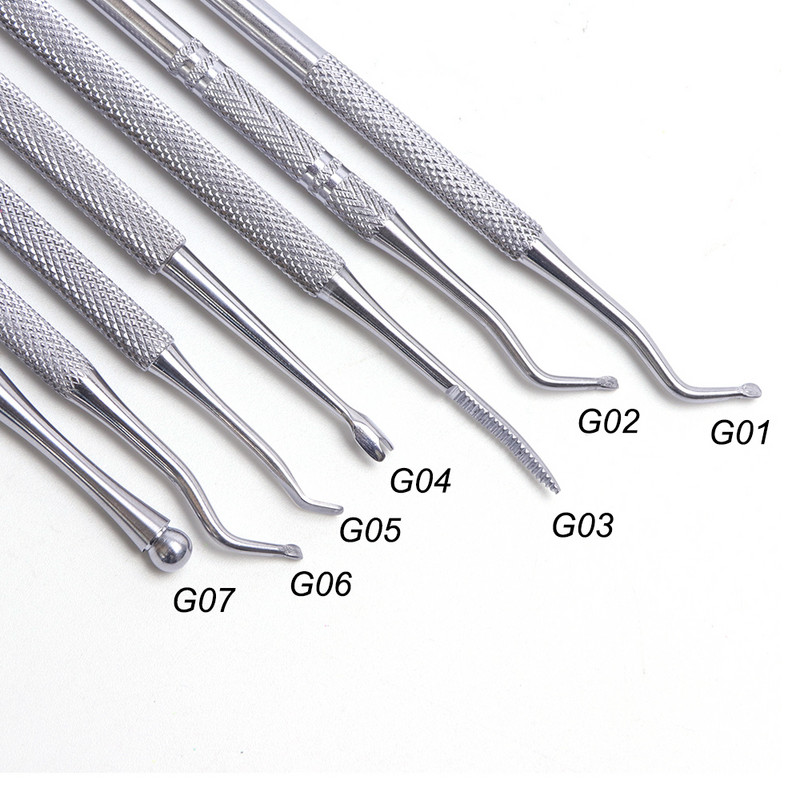 STZ profesionalni alati za potiskivanje zanoktica s dvoglavim alatom za uklanjanje mrtve kože od nehrđajućeg čelika Alati za manikuru noktiju G01-07