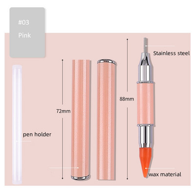 Νέο διπλό κρυστάλλινο στυλό στρας Πολύτιμοι λίθοι Picking Nail Dotting Pen Wax/Ανοξείδωτο ατσάλι Εργαλείο επιλογής στυλό Διαμαντένιο Εργαλείο ζωγραφικής