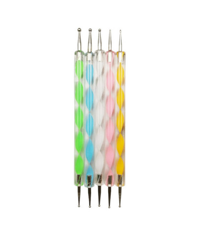 50 kom 9,5X0,4 CM alat za šaranje noktiju s dvostrukom glavom (birač za klinove od perli i gurač zanoktica) Profesionalni alati za bušenje s točkama za podizanje%