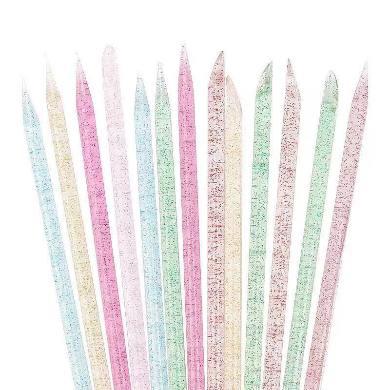 50 kom 9,5X0,4 CM alat za šaranje noktiju s dvostrukom glavom (birač za klinove od perli i gurač zanoktica) Profesionalni alati za bušenje s točkama za podizanje%