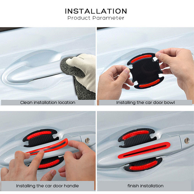 Automobilio durelių rankenų lipdukai Apsauginiai šviesą atspindintys saugos lipdukai Automobilio durelių puodelio dažai Įbrėžimų apsauga Lipdukai Išorės priedai