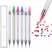 Alat za točkice Vosak Olovka s dvostrukom glavom Rhinestones Zalijepljeni alat za biranje dragulja Branje kristala Nail Art Bočica Bušilica za metal i bojice 2 načina upotrebe