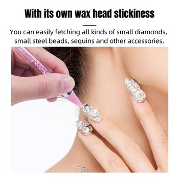Dotting Tool Wax Double Head Pen Strings Sticking Gem Picker Crystal Picking Nail Art Point Drill Metal and Crayon 2ways Use