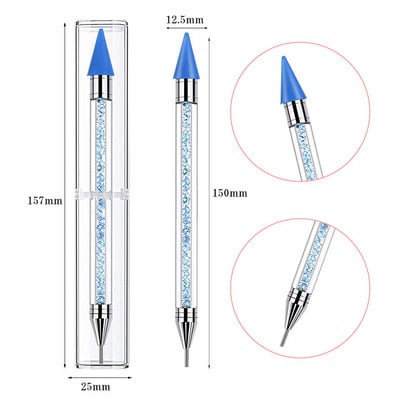 Alat za točkice Vosak Olovka s dvostrukom glavom Rhinestones Zalijepljeni alat za biranje dragulja Branje kristala Nail Art Bočica Bušilica za metal i bojice 2 načina upotrebe