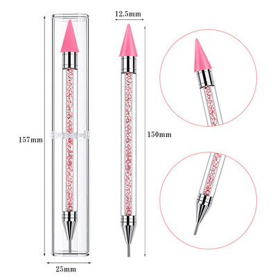 Alat za točkice Vosak Olovka s dvostrukom glavom Rhinestones Zalijepljeni alat za biranje dragulja Branje kristala Nail Art Bočica Bušilica za metal i bojice 2 načina upotrebe