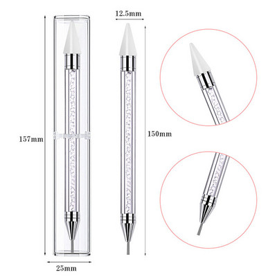 Alat za točkice Vosak Olovka s dvostrukom glavom Rhinestones Zalijepljeni alat za biranje dragulja Branje kristala Nail Art Bočica Bušilica za metal i bojice 2 načina upotrebe