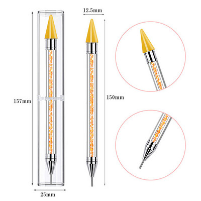 Alat za točkice Vosak Olovka s dvostrukom glavom Rhinestones Zalijepljeni alat za biranje dragulja Branje kristala Nail Art Bočica Bušilica za metal i bojice 2 načina upotrebe