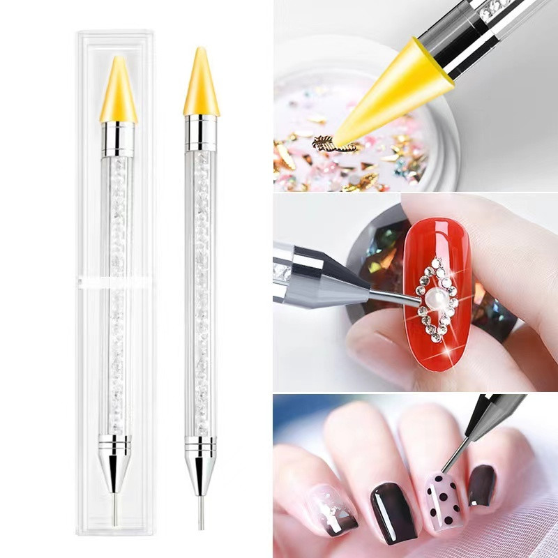 Alat za točkice Vosak Olovka s dvostrukom glavom Rhinestones Zalijepljeni alat za biranje dragulja Branje kristala Nail Art Bočica Bušilica za metal i bojice 2 načina upotrebe