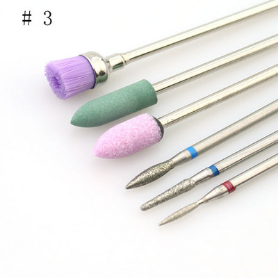 6 buc/set Burghiu pentru unghii Mașină electrică rotativă Bit de manichiură Freză Freză Cuticule pentru Manichiură Pedichiură Accesorii de artă Instrumente