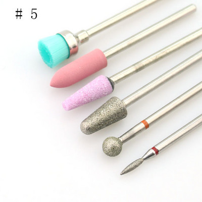 6 buc/set Burghiu pentru unghii Mașină electrică rotativă Bit de manichiură Freză Freză Cuticule pentru Manichiură Pedichiură Accesorii de artă Instrumente