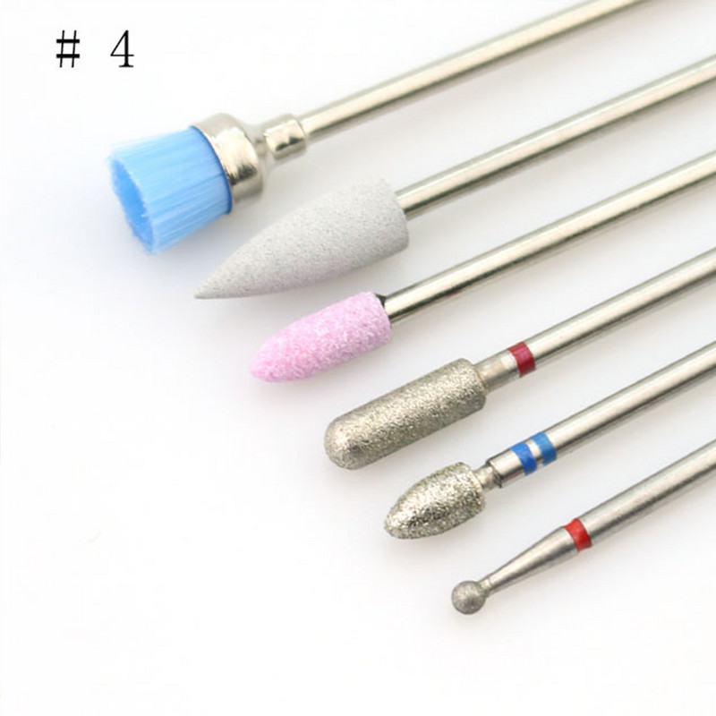 6 buc/set Burghiu pentru unghii Mașină electrică rotativă Bit de manichiură Freză Freză Cuticule pentru Manichiură Pedichiură Accesorii de artă Instrumente