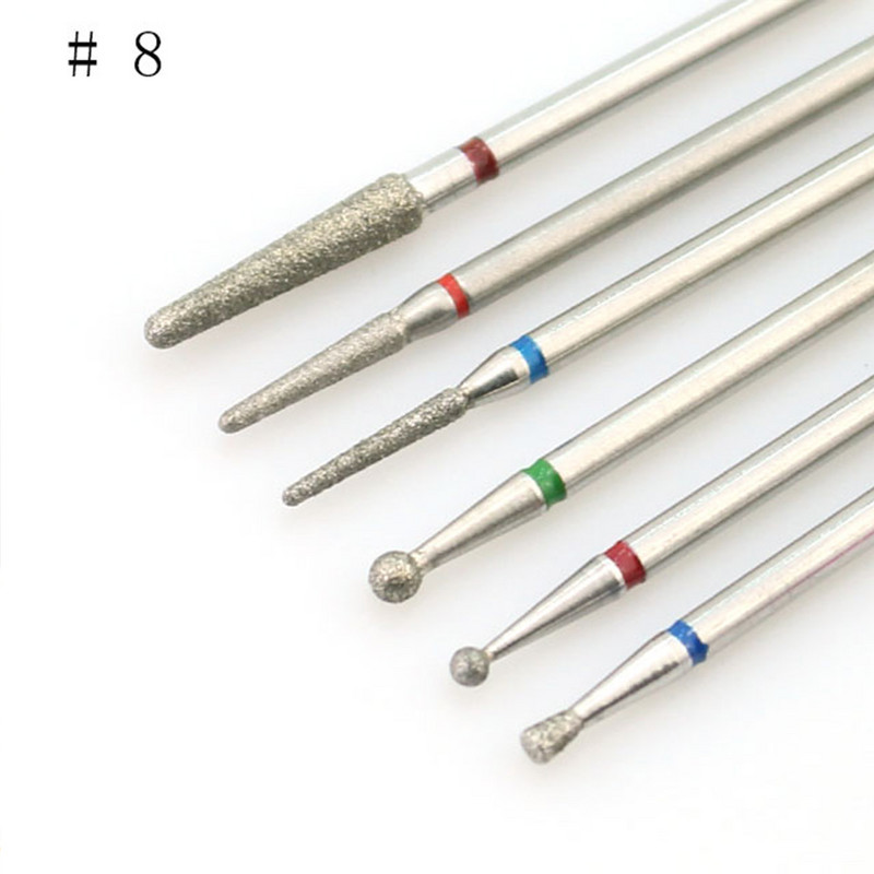 6 buc/set Burghiu pentru unghii Mașină electrică rotativă Bit de manichiură Freză Freză Cuticule pentru Manichiură Pedichiură Accesorii de artă Instrumente