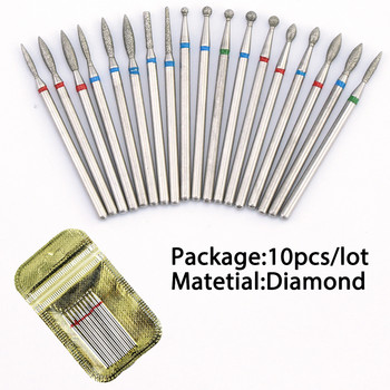 10 τμχ Diamond Nail Mill for Manicure Nail Drill Bits Pedicure Electric Machine Nail Tools Sets Nail Bit Brush Burr Tools