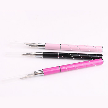 1 комплект 6 глави от неръждаема стомана Направи си сам Nail Art Pen Drawing Dotting Decor Sets for Salon Manicure Pick Up Rhinestones Tools