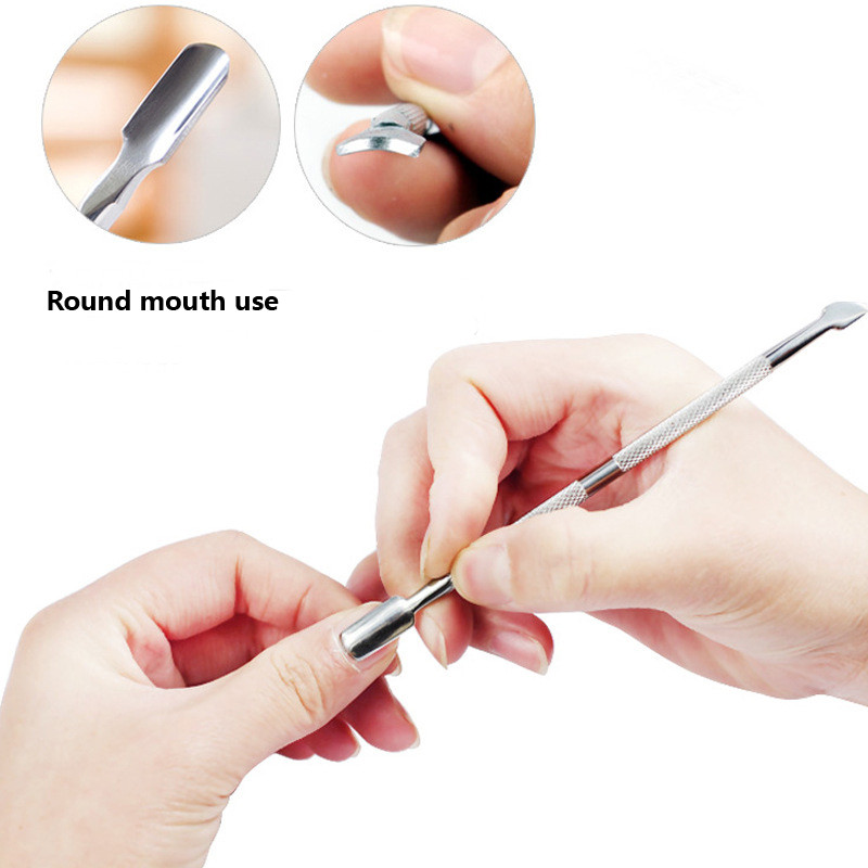 4 db/Szett acél Manikűr tisztító Kétvégű Cuticle Pusher Dead Skin Remover Care körömdíszítő eszköz All for manikűr készlet