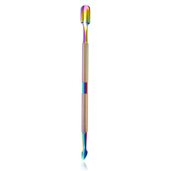 Двойна глава Rainbow от неръждаема стомана Избутвач на кутикула за нокти Пинсета Премахване на мъртва кожа Препарат за почистване на нокти Маникюр Nail Art Педикюр Инструменти