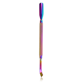 Διπλή κεφαλή Rainbow από ανοξείδωτο ατσάλι τσιμπιδάκι για την επιδερμίδα νυχιών Καθαριστικό νυχιών Dead Skin Remover Nail Cleaner Μανικιούρ Εργαλεία πεντικιούρ νυχιών τέχνης