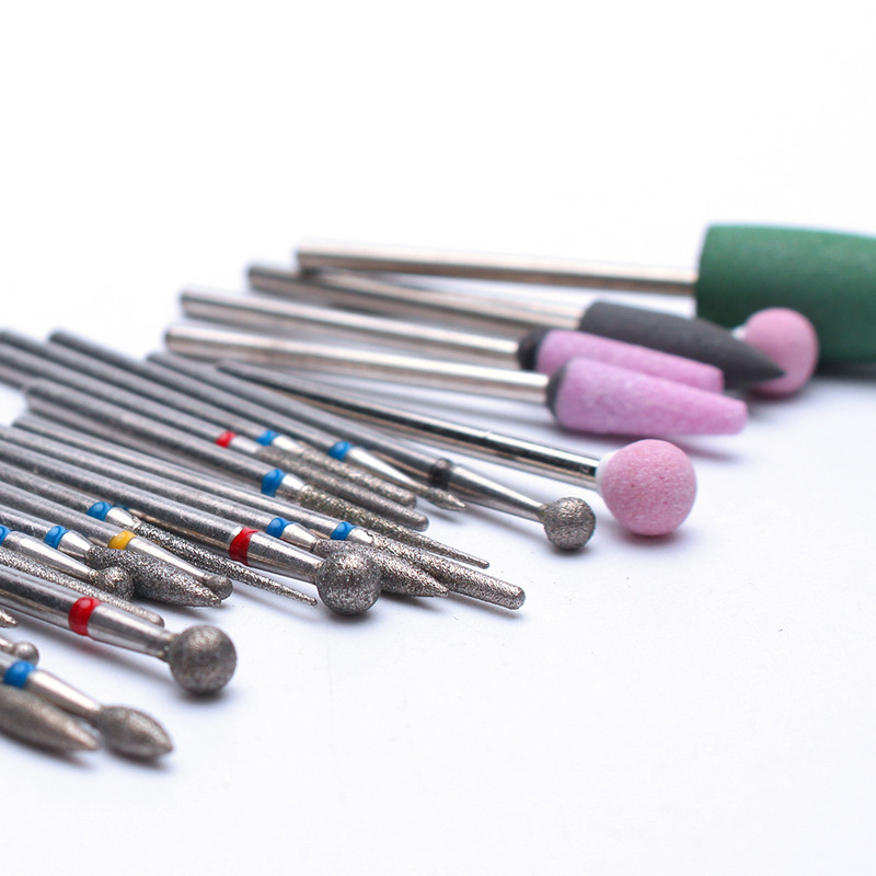 30 kom/set Set svrdla za nokte Salon za nokte Električni alati Dijamantni metalni bitovi Turpije za nokte Glodalo Pribor za manikuru