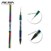 ANGNYA Dviejų galų nagų dailės taškavimo pieštukas Kalnų krištolas metalinė rankena karoliukų rinkiklis vaško pieštukas Akinančios spalvos „pasidaryk pats“ manikiūro įrankiai