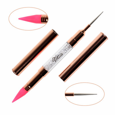 ANGNYA Dviejų galų nagų dailės taškavimo pieštukas Kalnų krištolas metalinė rankena karoliukų rinkiklis vaško pieštukas Akinančios spalvos „pasidaryk pats“ manikiūro įrankiai