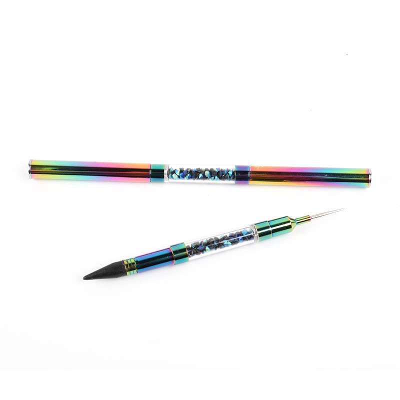 ANGNYA Dviejų galų nagų dailės taškavimo pieštukas Kalnų krištolas metalinė rankena karoliukų rinkiklis vaško pieštukas Akinančios spalvos „pasidaryk pats“ manikiūro įrankiai