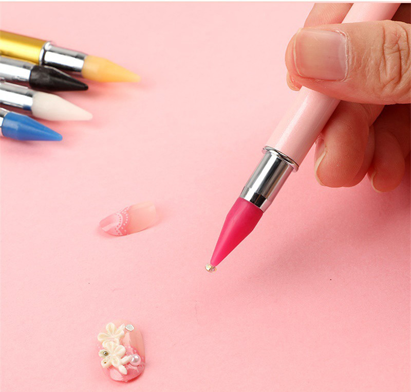 1kom Dvostruka olovka za crtanje noktiju Crystal Beads Ručka Skidač klinova sa vještačkim kamenčićima Voštana olovka Puder za manikuru Alati za uređenje noktiju NAB002