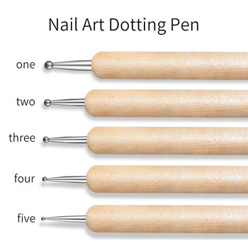 5Pcs Set Dotting Pen Hinestone Picker Crystals Gems Handle Nail Art Tool for Dot Painting Decorations Инструменти за маникюр