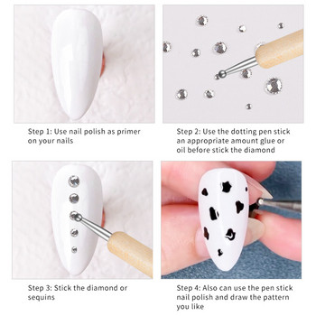 5 τμχ Σετ στυλό με κουκκίδες Rhinestone Picker Crystals Gems Handle Nail Art Tool for Dot Painting Διακοσμήσεις Εργαλεία μανικιούρ