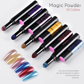 1 τεμ 18 Χρώματα Neon Aurora Solid Powder Air Cushion Magic Pen Nail Art Laser Magic Mirror Effect Phantom Nails στυλό Εργαλείο μανικιούρ