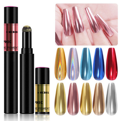 1 бр. 18 цвята Neon Aurora Solid Powder Air Cushion Magic Pen Nail Art Laser Magic Mirror Effect Phantom Nails Pen Инструмент за маникюр