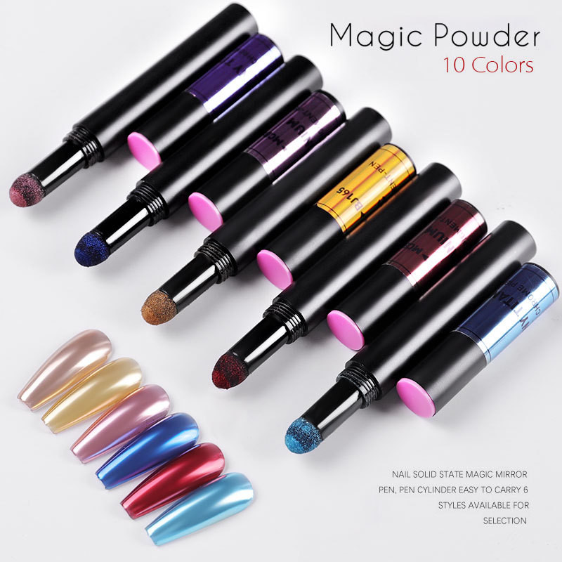 1Pcs 18 Boja Neon Aurora Čvrsti Puder Air Cushion Magic Pen Nail Art Laser Magic Mirror Effect Phantom Nails Pen Alat za manikuru