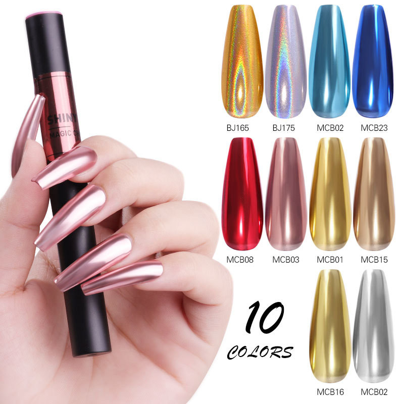 1Pcs 18 Boja Neon Aurora Čvrsti Puder Air Cushion Magic Pen Nail Art Laser Magic Mirror Effect Phantom Nails Pen Alat za manikuru