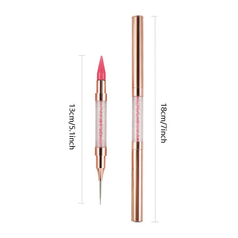 1PC Dvostruke glave Akrilna metalna voštana olovka sa kamenčićima Birač dragulja Birač kristala Nail Art Studs Dotter DIY alati za svrdla