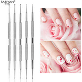 5PCS Nail Art Dotting Pen Dual End od nehrđajućeg čelika Dizajn slikanje Točkasti kamenčići Kristalni dragulji Akrilni alati za manikuru
