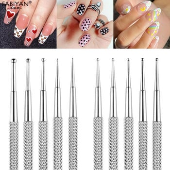 5 ΤΕΜ Nail Art Dotting Στυλό Διπλής άκρης Σχέδιο από ανοξείδωτο ατσάλι Ζωγραφική Picking Dot Rhinestones Κρυστάλλινα πετράδια ακρυλικά εργαλεία μανικιούρ