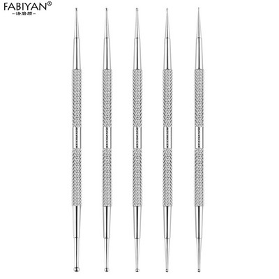 5PCS Nail Art Dotting Pen Dual End od nehrđajućeg čelika Dizajn slikanje Točkasti kamenčići Kristalni dragulji Akrilni alati za manikuru