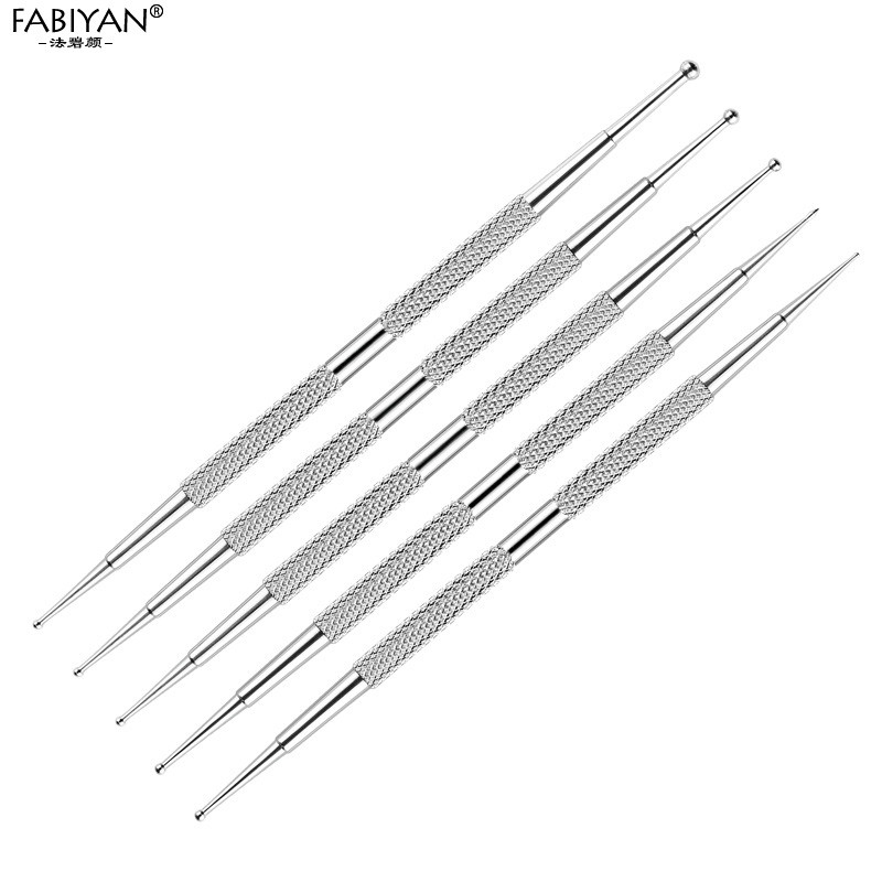 5PCS Nail Art Dotting Pen Dual End od nehrđajućeg čelika Dizajn slikanje Točkasti kamenčići Kristalni dragulji Akrilni alati za manikuru