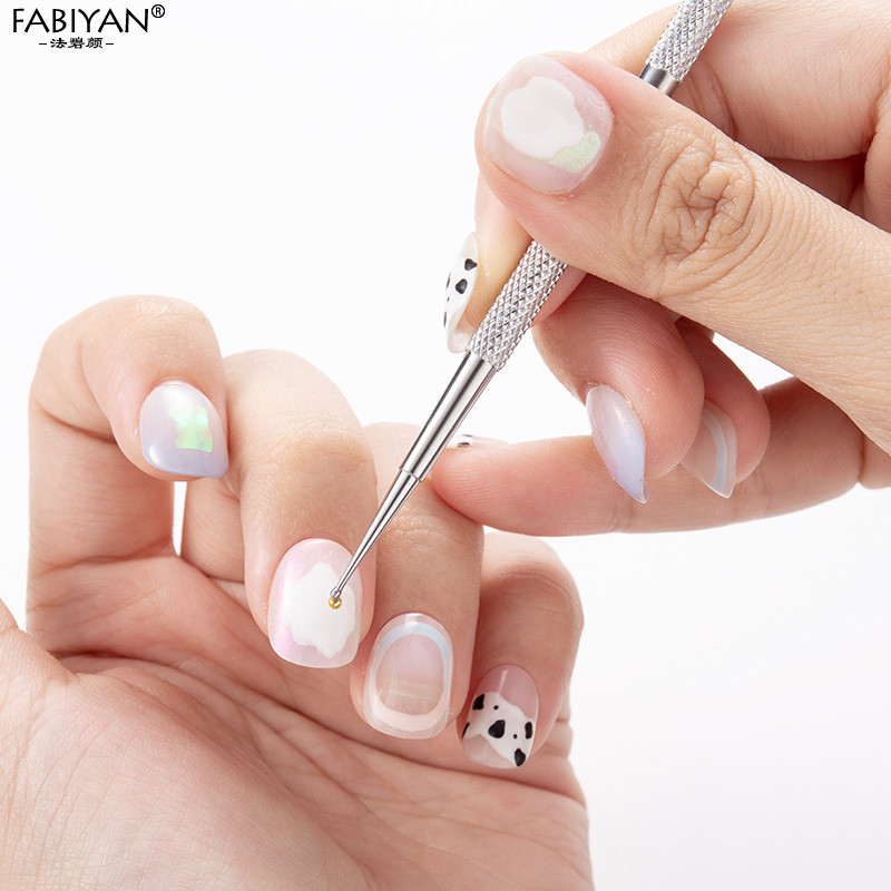 5PCS Nail Art Dotting Pen Dual End od nehrđajućeg čelika Dizajn slikanje Točkasti kamenčići Kristalni dragulji Akrilni alati za manikuru