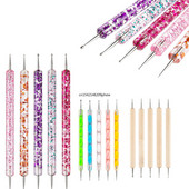 5 kom Nail Art Dotting Tools Olovka Akril Dvostruki krajevi UV Gel Builder Slikarstvo Crtanje Rezbarenje Liner Polish Kist Branje perli