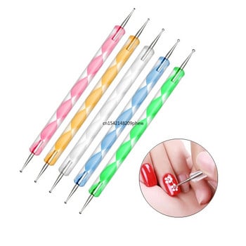 5 τμχ Nail Art Dotting Tools Στυλό Ακρυλικό Διπλό άκρο UV Gel Builder Ζωγραφική Σχέδιο σκάλισμα βερνίκι βερνίκι βούρτσα χάντρα Picking