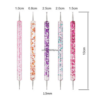 5 τμχ Nail Art Dotting Tools Στυλό Ακρυλικό Διπλό άκρο UV Gel Builder Ζωγραφική Σχέδιο σκάλισμα βερνίκι βερνίκι βούρτσα χάντρα Picking