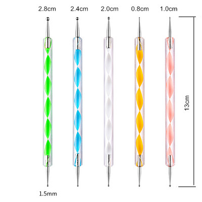 5 kom Nail Art Dotting Tools Olovka Akril Dvostruki krajevi UV Gel Builder Slikarstvo Crtanje Rezbarenje Liner Polish Kist Branje perli