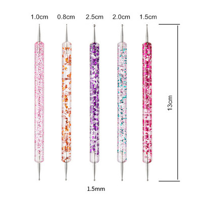 5 kom Nail Art Dotting Tools Olovka Akril Dvostruki krajevi UV Gel Builder Slikarstvo Crtanje Rezbarenje Liner Polish Kist Branje perli