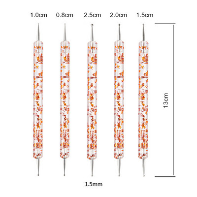 5 kom Nail Art Dotting Tools Olovka Akril Dvostruki krajevi UV Gel Builder Slikarstvo Crtanje Rezbarenje Liner Polish Kist Branje perli